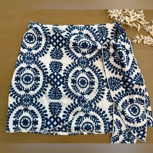 Blue and White Patterned Skirt